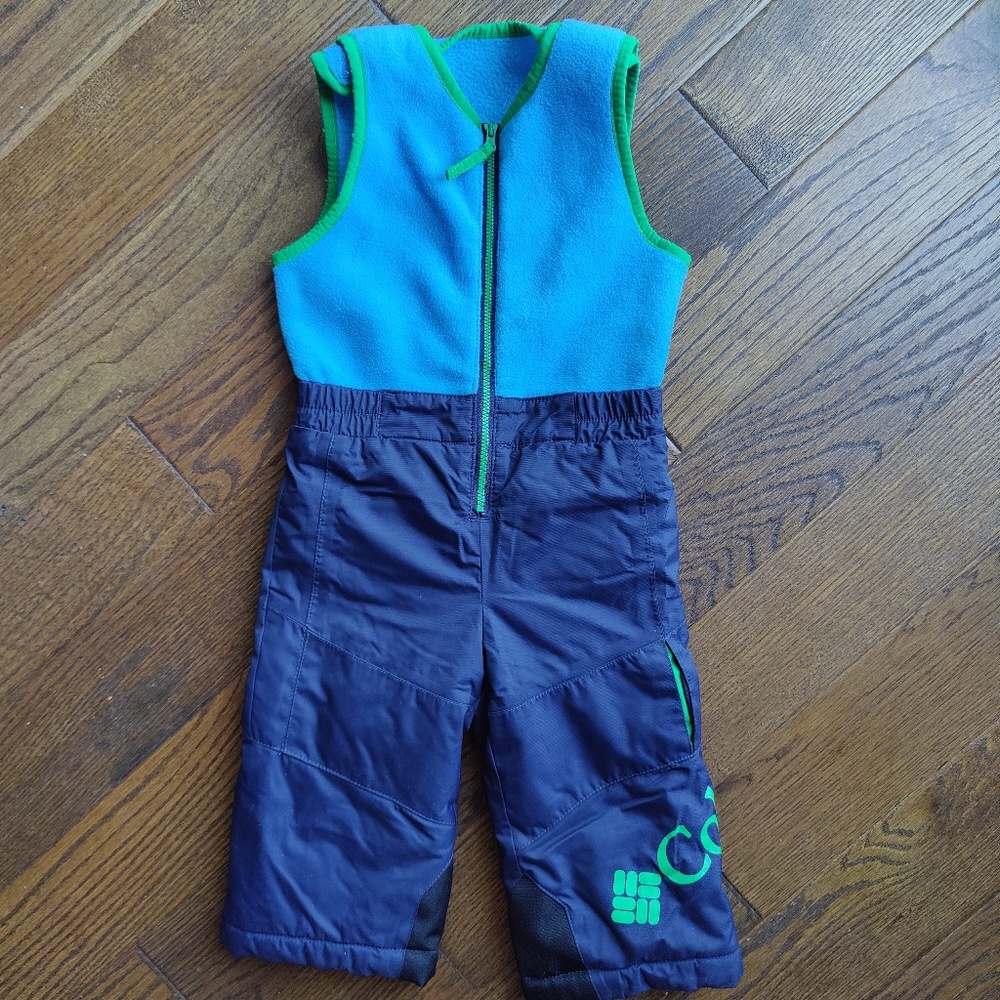 Columbia Toddler Velcro Bib Snow Pants - Navy and Blue, Size 2T